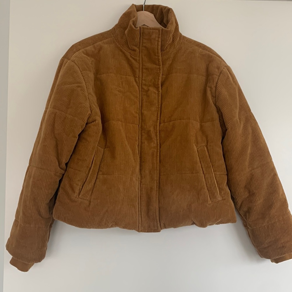 Brown corduroy RVCA puffer jacket